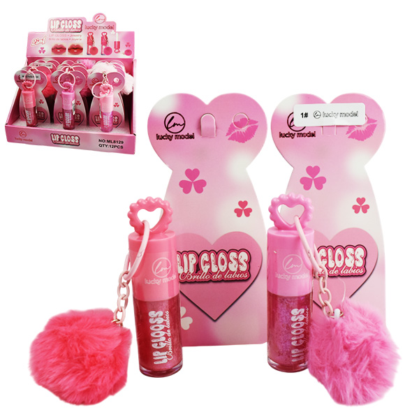 Brillo labial con llavero de pompom - Lucky Model